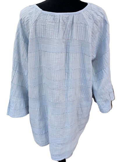 Top Pullover Round Neck Slate Blue with Sequins  3/4  Sleeve Women's One Size 11613