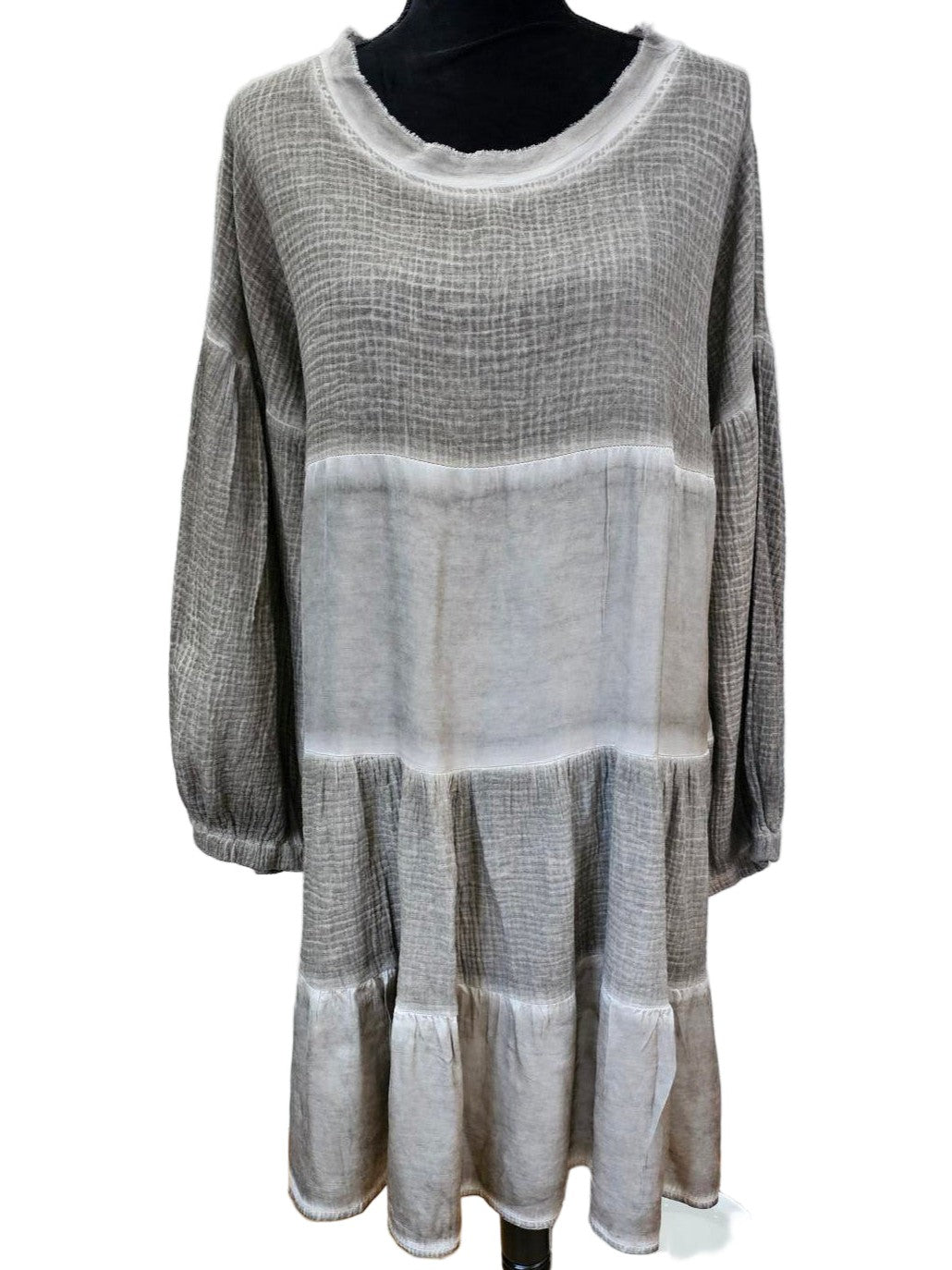 Dress Tiered Cotton Warm Taupe some Silk 81020