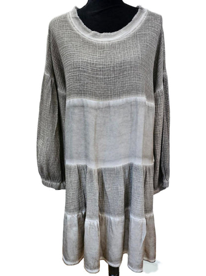 Dress Tiered Cotton Warm Taupe some Silk 81020