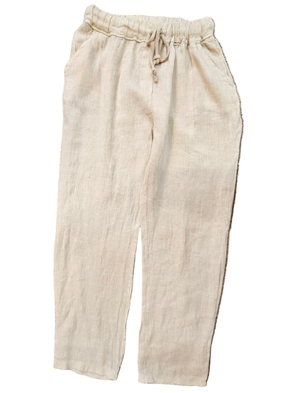 Pants Beige Color 100% Linen 21085