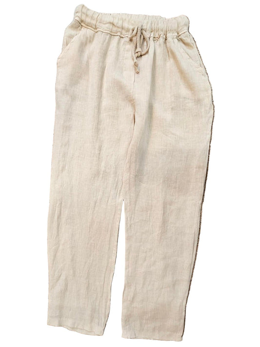 Pants Beige Color 100% Linen 21085