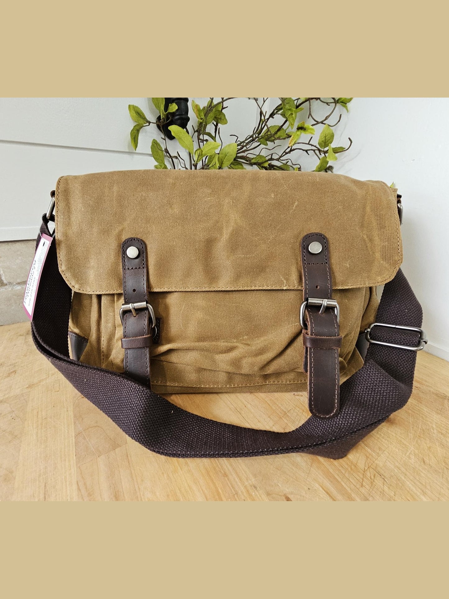 Messenger Bag Small 2 Colors  Luggage Strap on Back Canvas / Leather YY2031