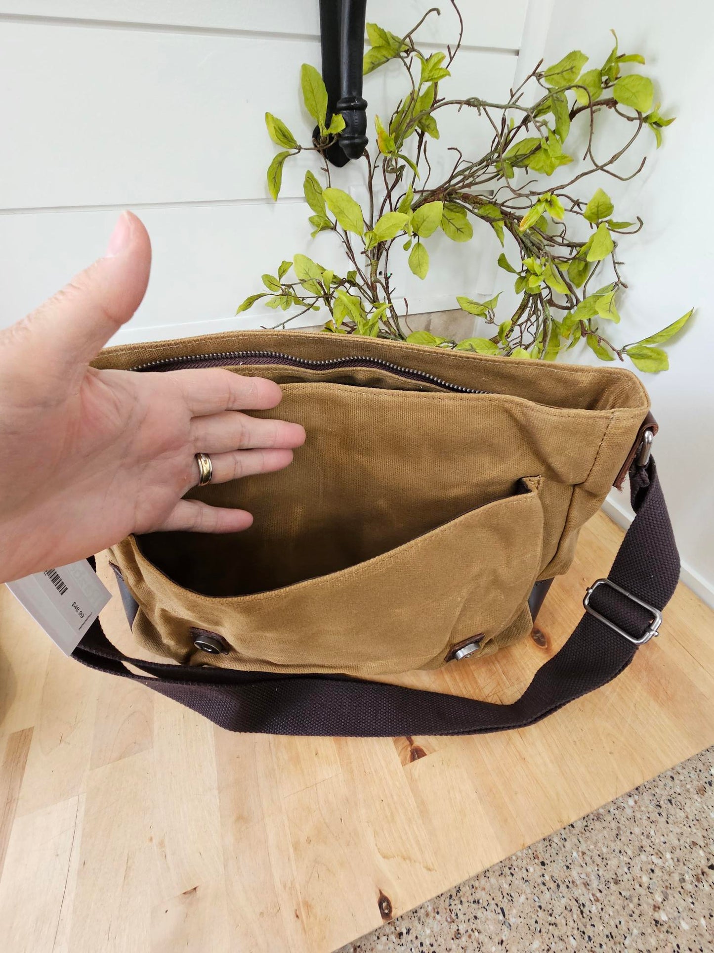 Messenger Bag Small 2 Colors  Luggage Strap on Back Canvas / Leather YY2031