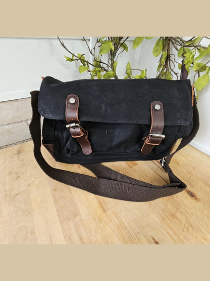 Messenger Bag Small 2 Colors  Luggage Strap on Back Canvas / Leather YY2031