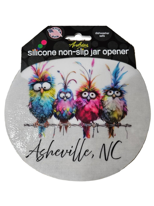 89 Jar Opener  Multi  Colored Asheville Funky Birds