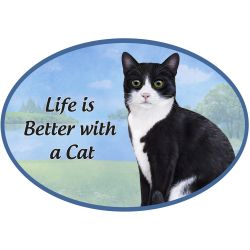 Car Magnet   Black and White Tuxedo Cat     1002-3 