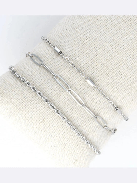 Howards- Bracelet Twisted Chain Silver 3pc Women's 10041