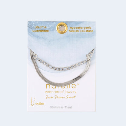 Anklet Snake Multi Row Chain Silver Waterproof Women's 10047