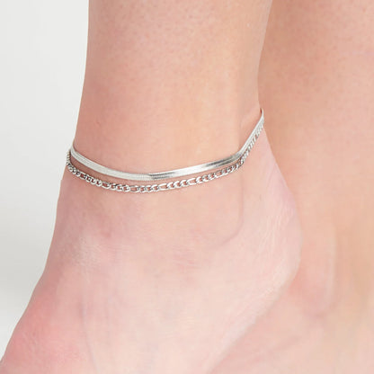 Anklet Snake Multi Row Chain Silver Waterproof Women's 10047