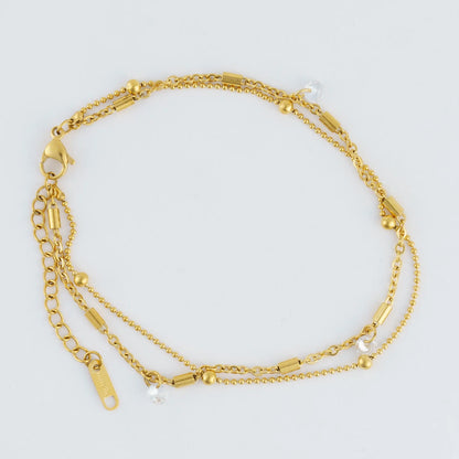 Anklet Dainty Multi Row Chain Gold Waterproof Women's 10048