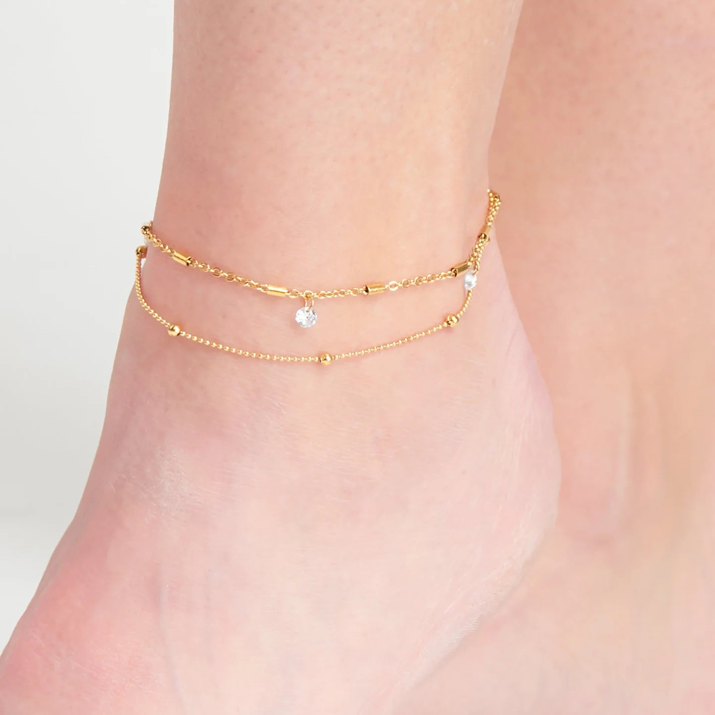 Anklet Dainty Multi Row Chain Gold Waterproof Women's 10048