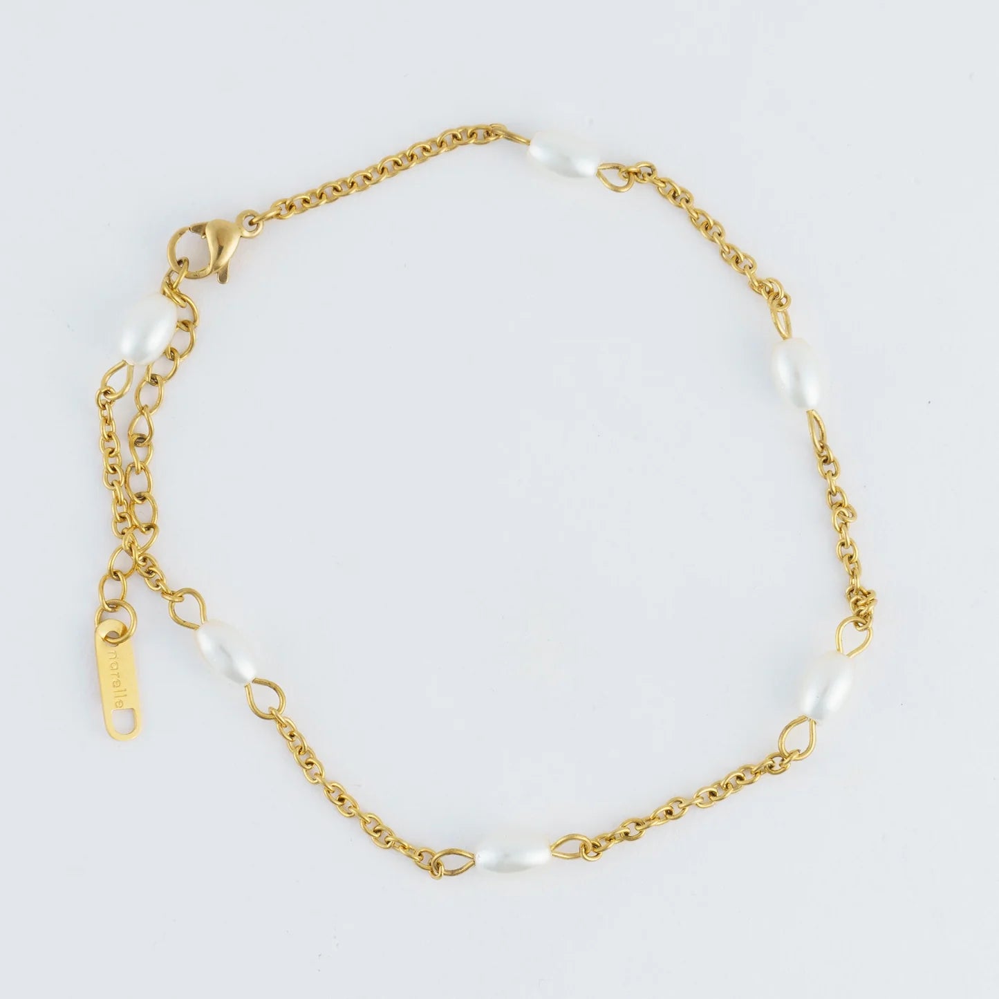 Howards- Anklet Dainty Pearl Single Row Chain Gold Waterproof Women's 10050