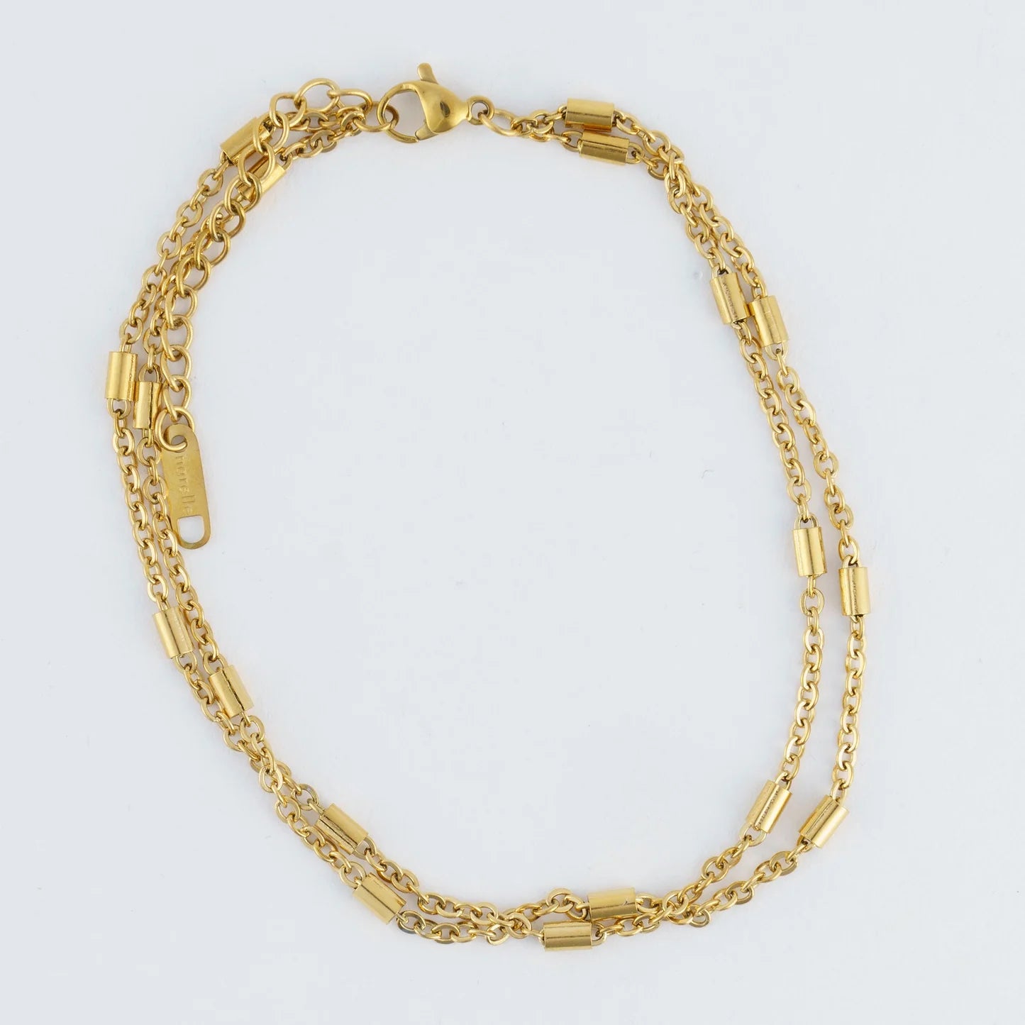 Howards- Anklet Dainty Bar Double Row Chain Gold Waterproof Women's 10053