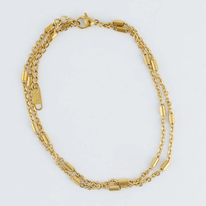 Howards- Anklet Dainty Bar Double Row Chain Gold Waterproof Women's 10053