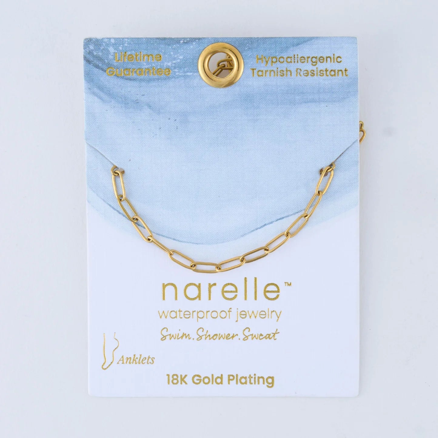 Anklet&nbsp; Paperclip Gold Waterproof Women's 10054
