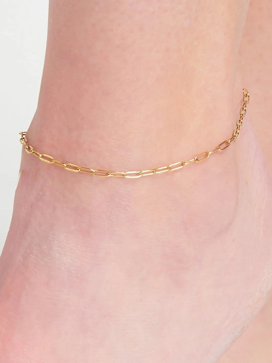 Anklet&nbsp; Paperclip Gold Waterproof Women's 10054