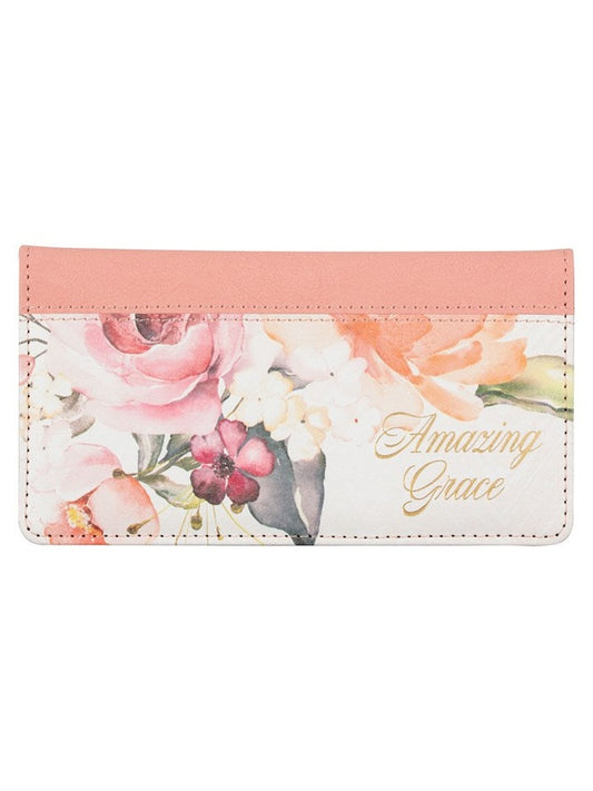Check Book Amazing Grace Pink Floral Faux Leather Cb063