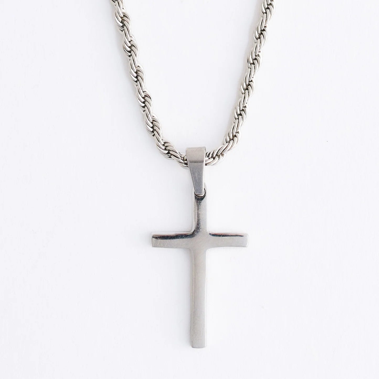  Necklace Cross Rope Chain Silver  Women's 10263