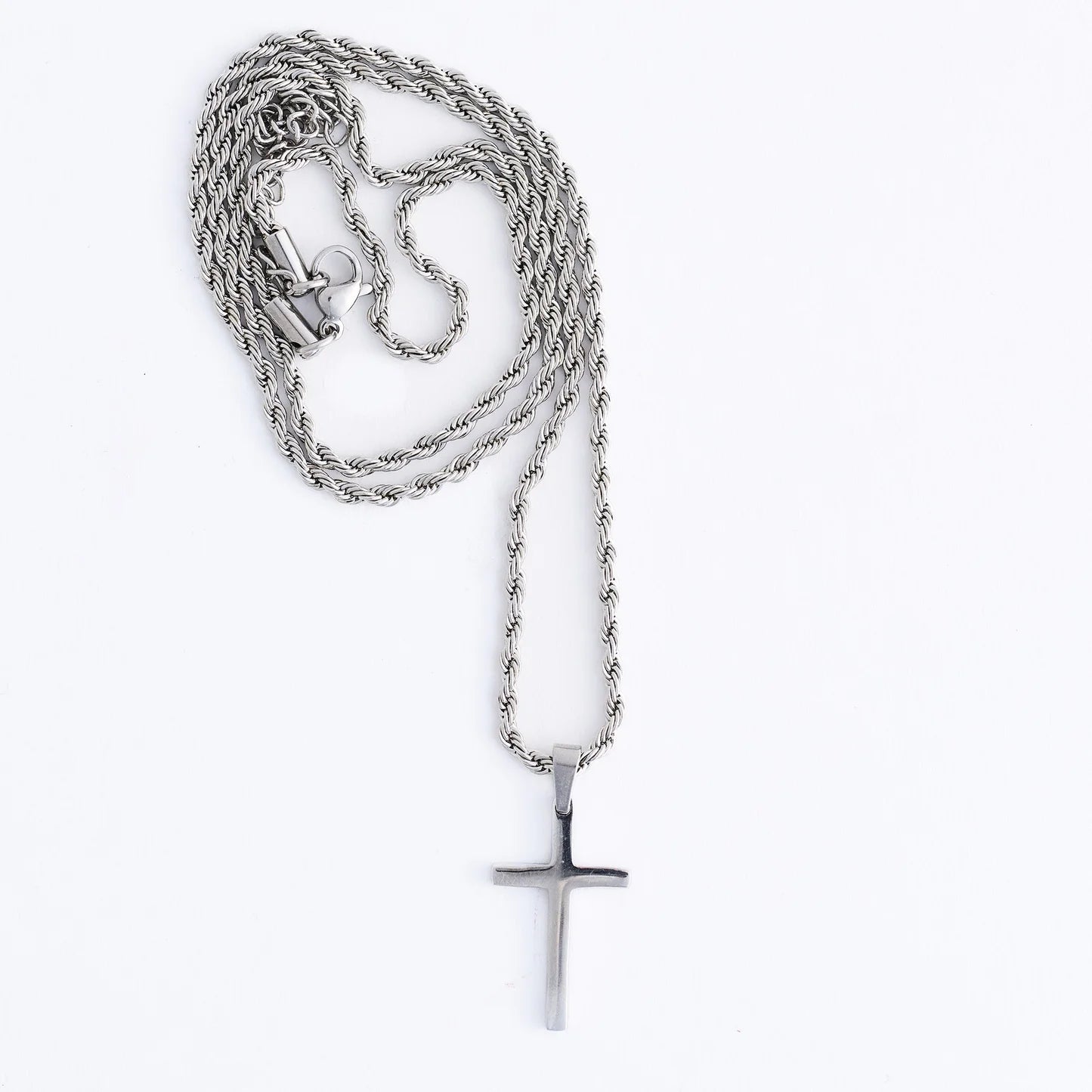  Necklace Cross Rope Chain Silver  Women's 10263