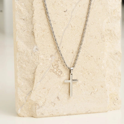  Necklace Cross Rope Chain Silver  Women's 10263