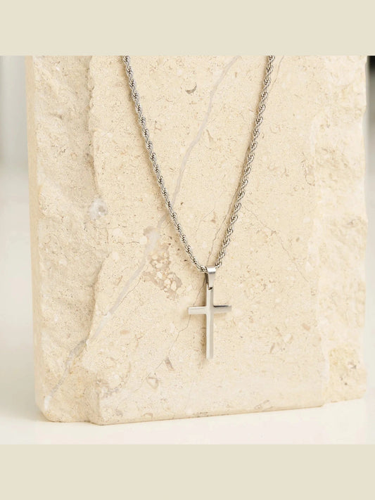  Necklace Cross Rope Chain Silver  Women's 10263