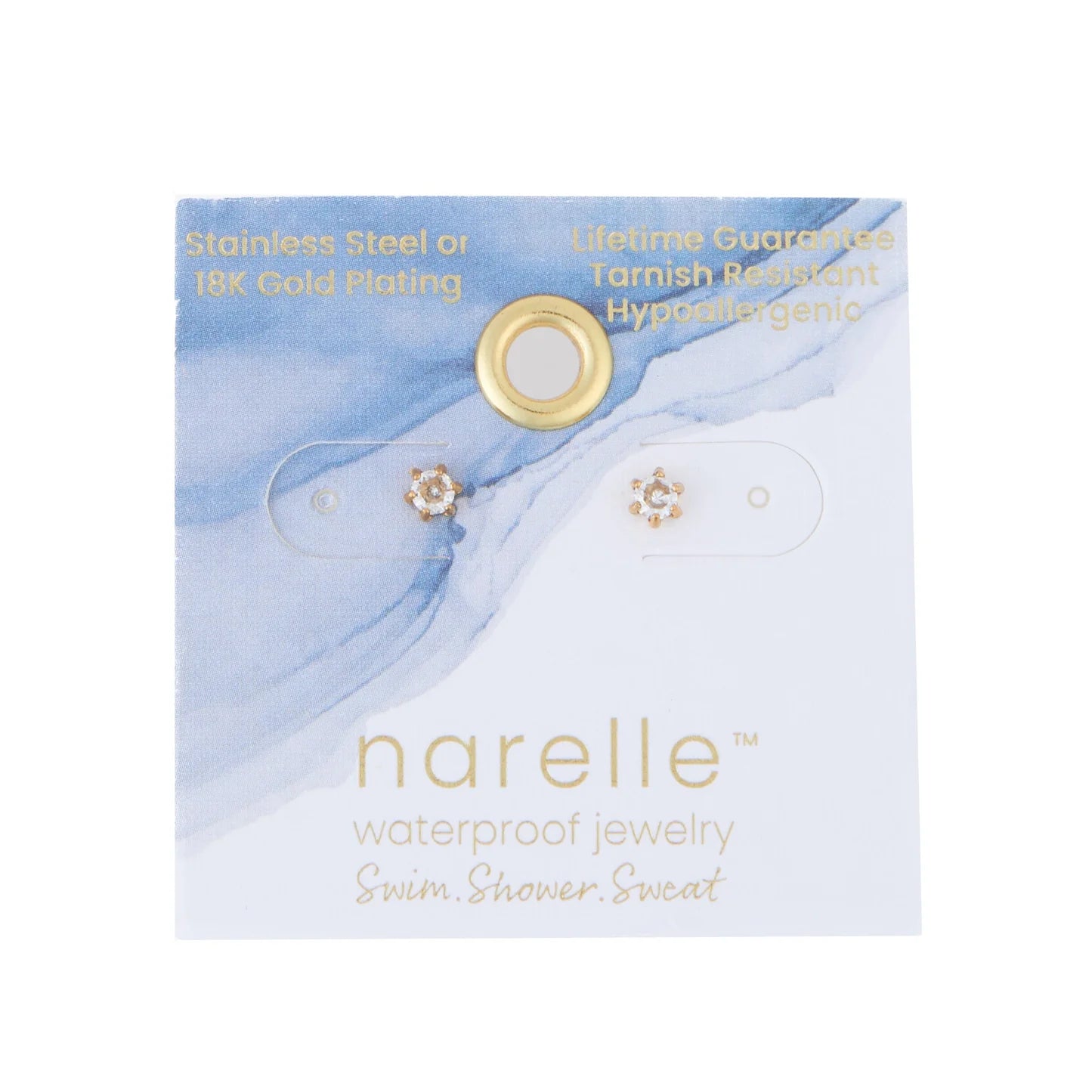  Earring Zirconia Stud Gold 3mm Round Waterproof Women's 10701