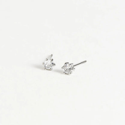 Earring Zirconia Stud Silver 3mm Round Waterproof Women's 10702