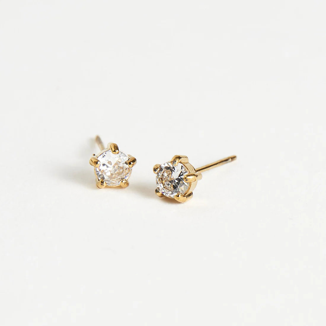 Earring Zirconia Stud 4mm Round Waterproof Women's 10703