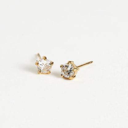 Earring Zirconia Stud 4mm Round Waterproof Women's 10703