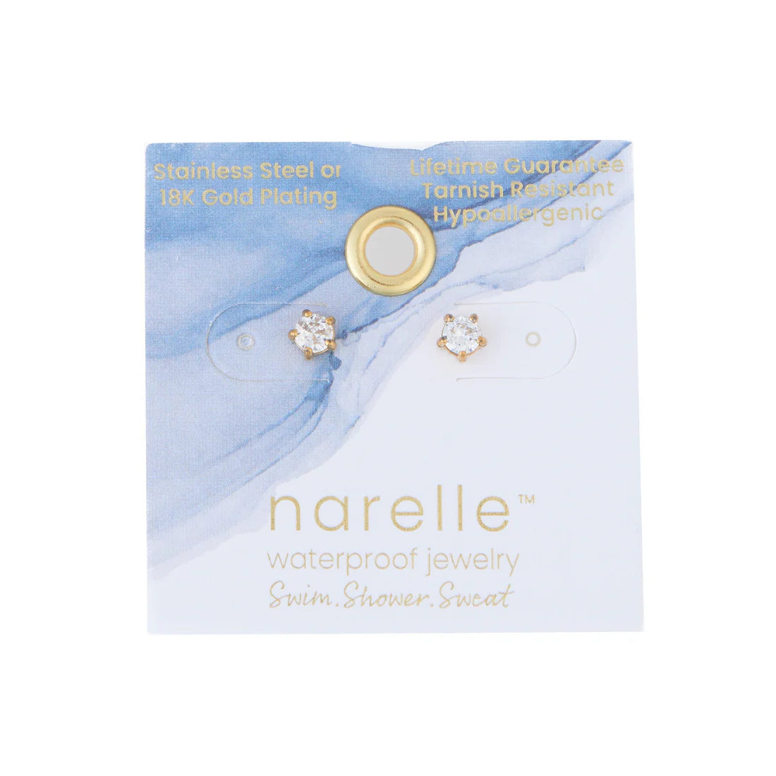 Earring Zirconia Stud 4mm Round Waterproof Women's 10703