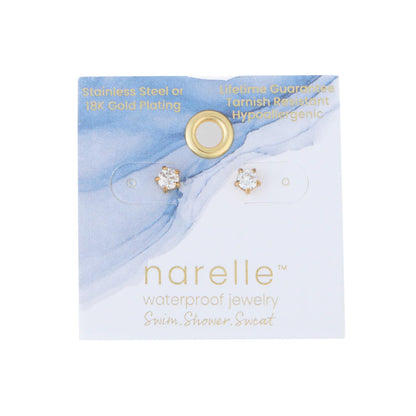 Earring Zirconia Stud 4mm Round Waterproof Women's 10703