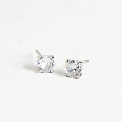 Howards- Earring Zirconia Stud Silver 5mm Round Waterproof Women's 10706