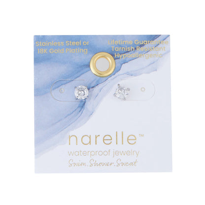 Howards- Earring Zirconia Stud Silver 5mm Round Waterproof Women's 10706