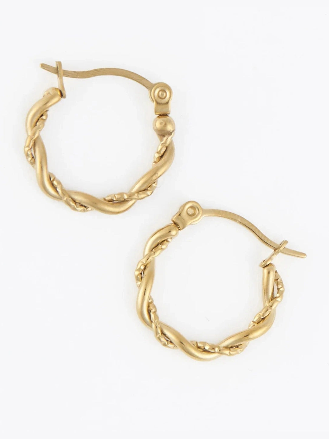 Earring Twisted Hoop Gold .75" Waterproof Women's 10741