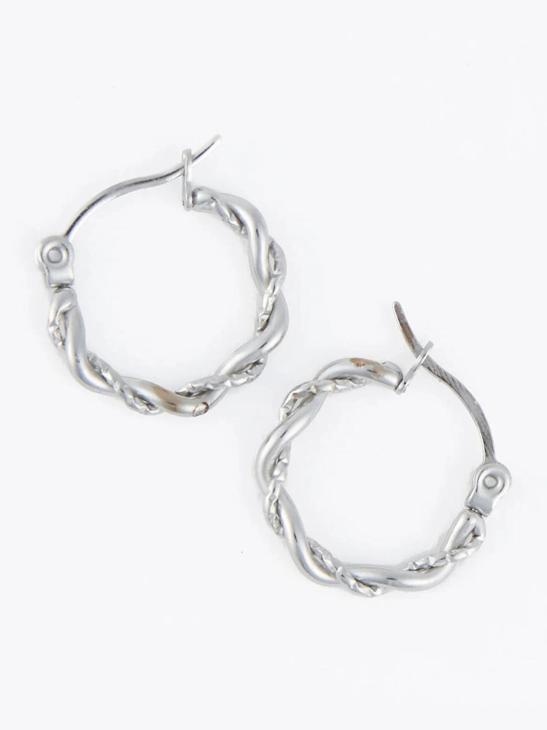  Earring Twisted Hoop Silver .75" Waterproof Women's 10742