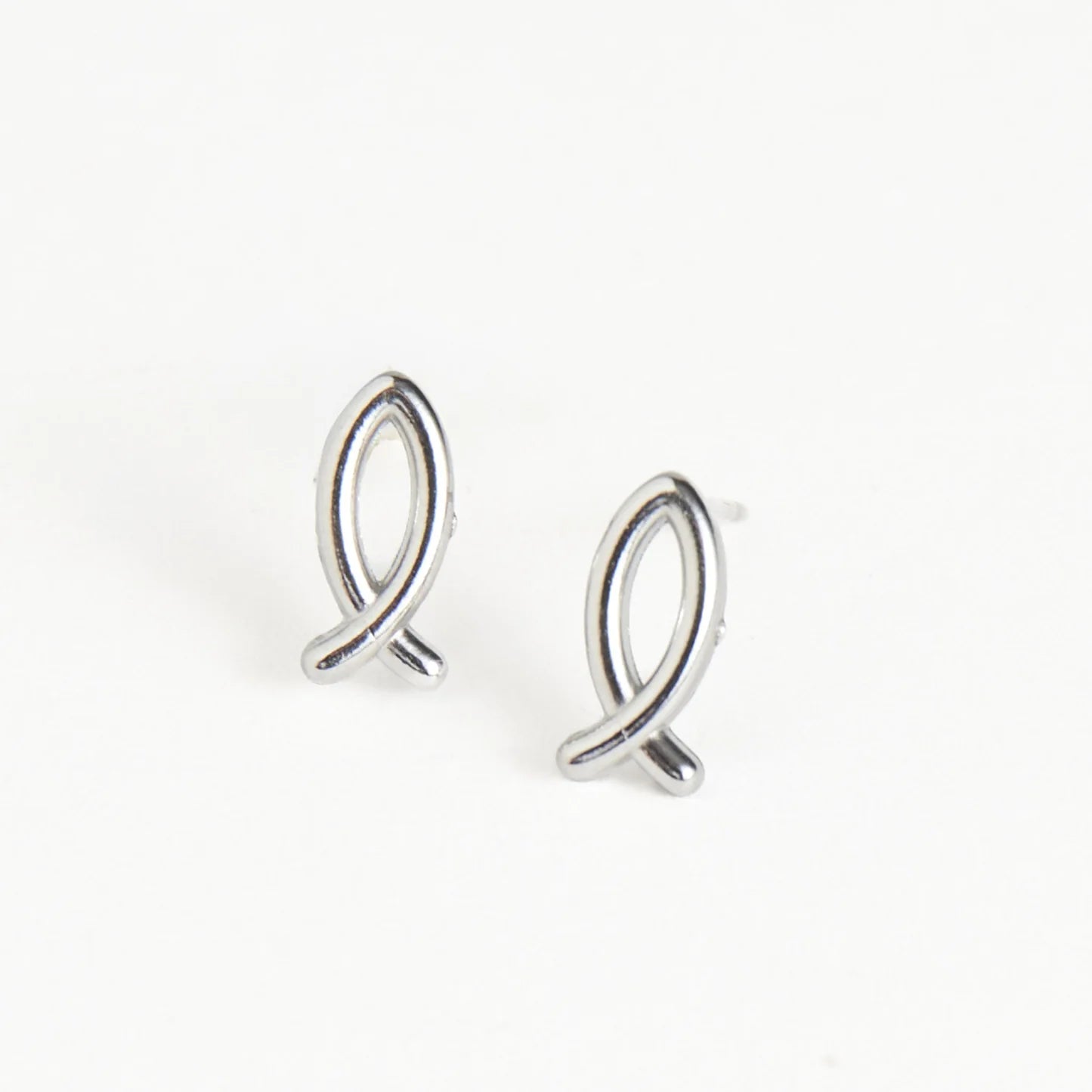 Earring Ichthys Silver Stud .5" Waterproof Women's 10754