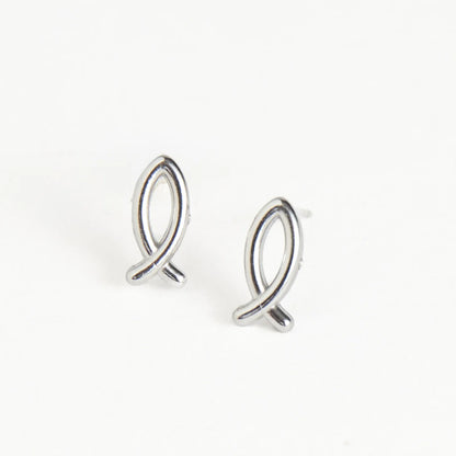Earring Ichthys Silver Stud .5" Waterproof Women's 10754