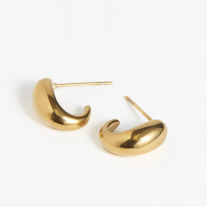 Earring Half Loop Hoop Gold .5" Waterproof Women's 10785