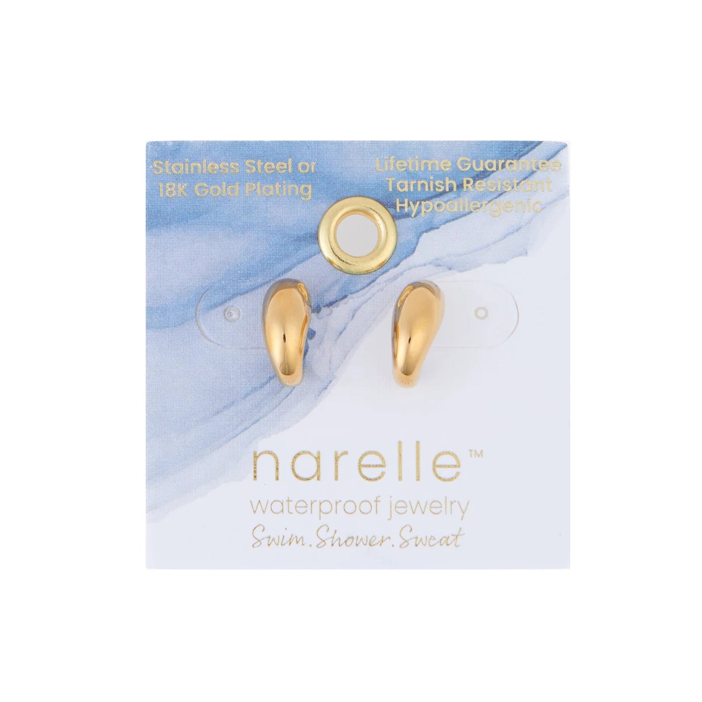 Earring Half Loop Hoop Gold .5" Waterproof Women's 10785