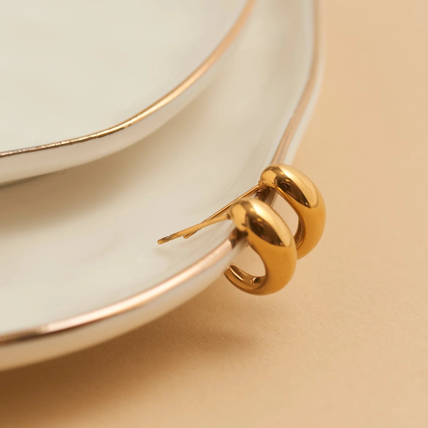 Earring Half Loop Hoop Gold .5" Waterproof Women's 10785