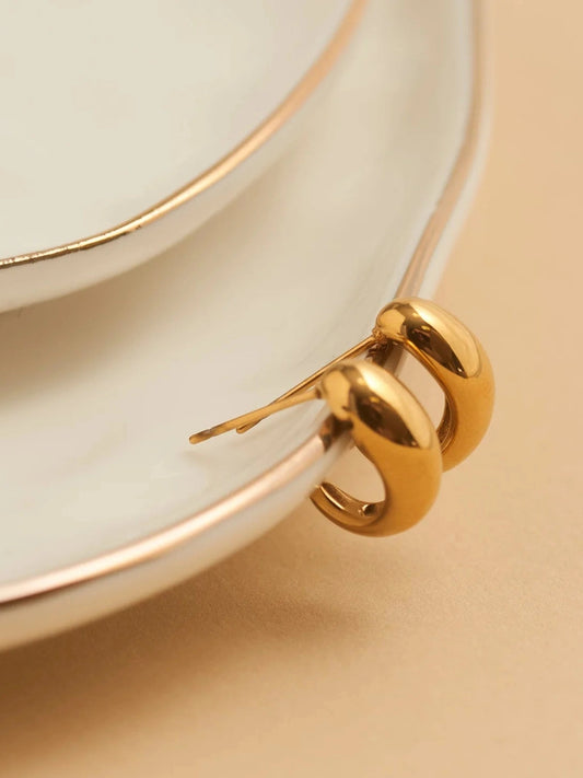 Earring Half Loop Hoop Gold .5" Waterproof Women's 10785