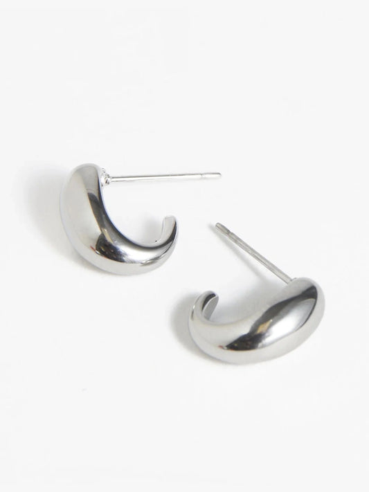 Earring Half Loop Hoop Silver .5" Waterproof Women's 10786