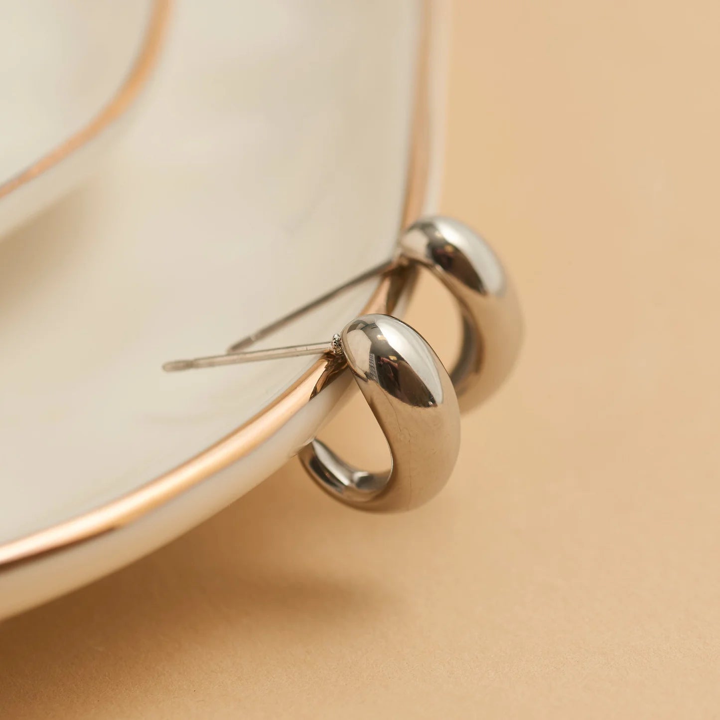 Earring Half Loop Hoop Silver .5" Waterproof Women's 10786