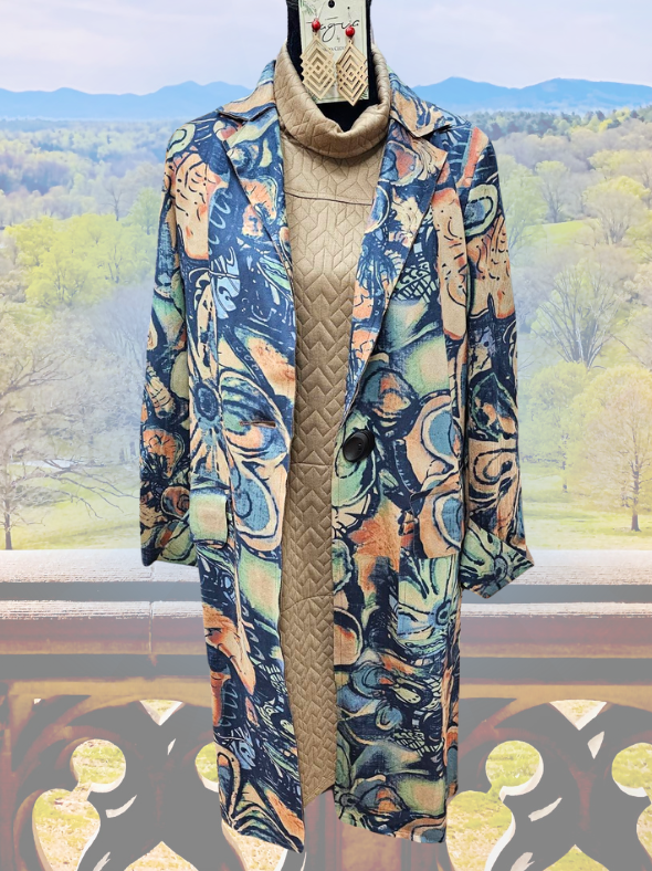 Jacket Suede Long  1 Button  Long Sleeve  Women's 258538