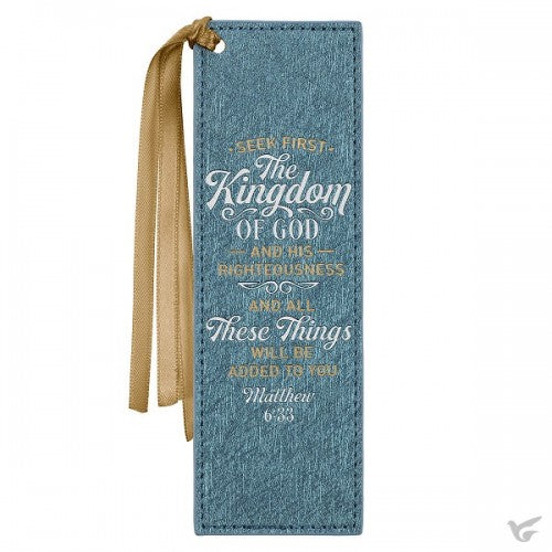 Bookmark Seek First The Kingdom Of God Blue Faux Leather Bmf153 