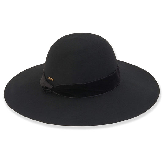 Hat - Black-Wool Felt Floppy -4'Brim-Women's-Ad1259A 