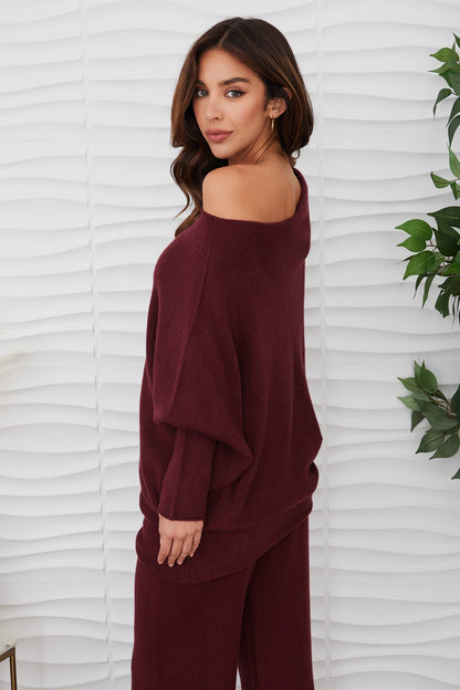 MILIO- Sweater Asymmetrical Wine Knit Ultra Soft 330105