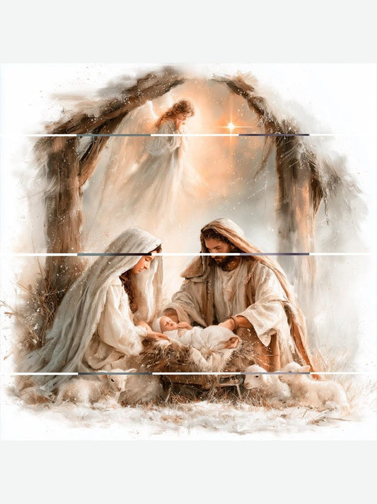 Beechdale-Pallet Picture Christmas King In A Manger 10"x10" 1010PA-B2308