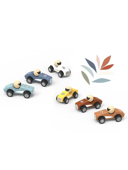 SPEEDY MONKEY-Racing Cars Pull Back Wooden 6 Styles Children's Toy SP3027D
