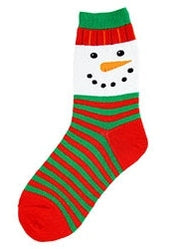 Kid's Socks Two Sizes Snow Man Face Red  6770